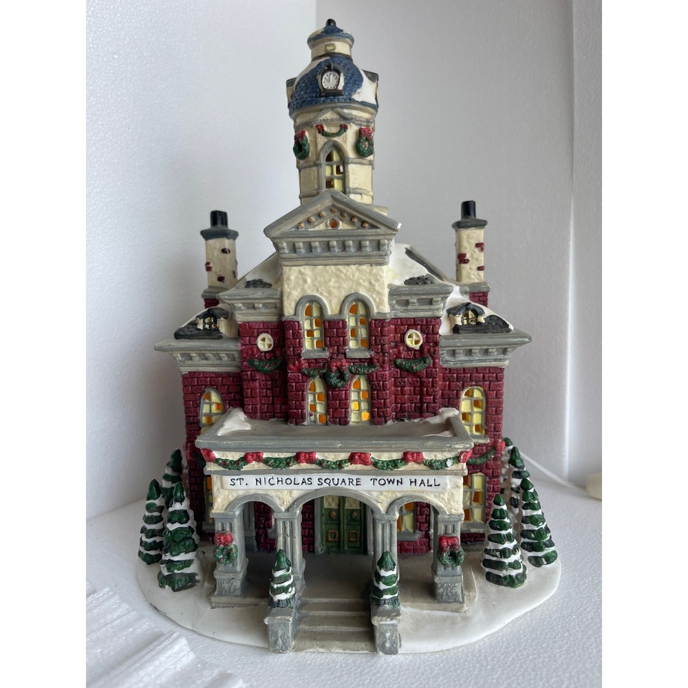 St Nicholas Square TOWN HALL Christmas Village Building Illuminated Red Brick
